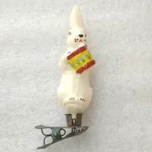 Vintage 1950s Glass Christmas Ornament Soviet Rabbit