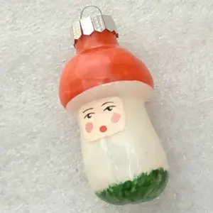 Vintage 1960s Glass Christmas Ornament Soviet Old Mushroom