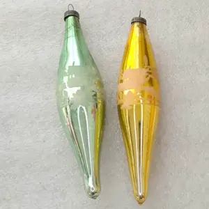 Set of 2 Vintage Mercury Glass Christmas USSR Ornament Icicles