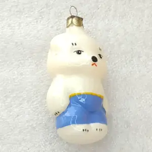 Vintage 1960s Glass Christmas Ornament Soviet Bear Cube