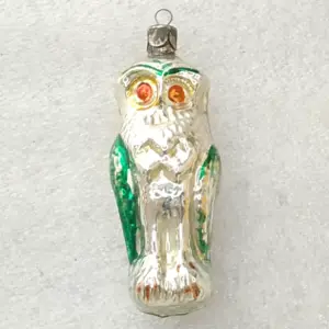 Vintage Mercury Glass Christmas Ornament Toy USSR Owl