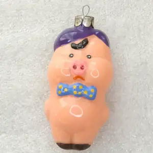 Vintage 1960s Glass Christmas Ornament Soviet Tree Toy Piglet