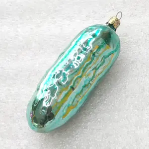 Vintage Silver Glass Christmas USSR Ornament Pickle
