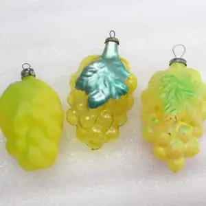 Set of 3 Vintage Glass Russian Christmas Tree Ornaments Grapes