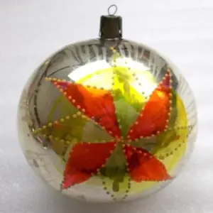 Vintage Silver Glass Russian Christmas Tree Ornament Old Ball