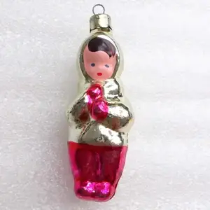 Vintage Glass Russian Christmas Tree Ornament Girl