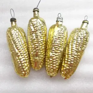 Set of 4 Vintage Glass Russian Christmas Tree Ornament Old Corns