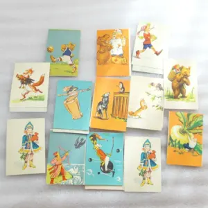 Set of 13 Vintage Ornaments Small Flag On Christmas Paper Gerland