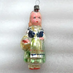 Vintage Glass Christmas Ornament Toy Red Hood