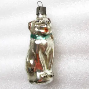 Antique Vintage USSR Glass Old Christmas Ornament Dog