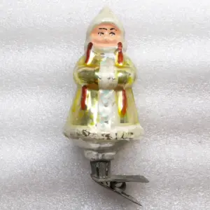Vintage USSR Glass Christmas Tree Ornament Girl
