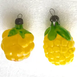 Set of 2 Antique Vintage Glass Christmas USSR Ornaments Decor Berries