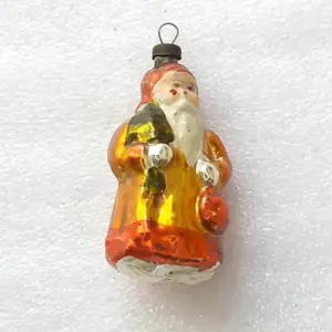 Antique Vintage Silver Glass Christmas USSR Ornaments Santa