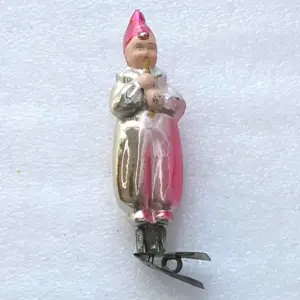Antique Vintage Silver Glass Christmas USSR Ornaments Jester