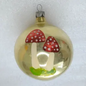 Vintage Christmas Glass Ornament USSR Tree Antique Mushrooms