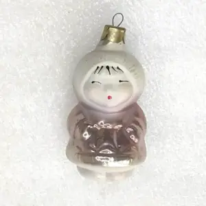 Vintage Christmas Silver Glass Ornament USSR Tree Antique Decor Eskimo Girl