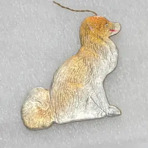 Vintage Christmas Cardboard Dresden Ornament USSR Tree Antique Decor Dog