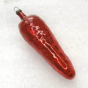 Vintage Christmas Silver Glass Ornament USSR Tree Antique Carrot