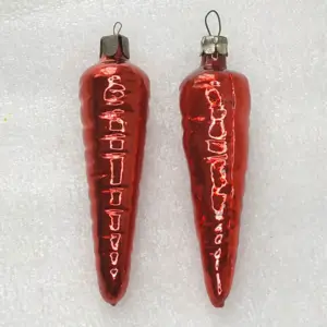 Set of 2 Vintage Christmas Silver Glass Ornaments USSR Tree Antique Decor Carrots