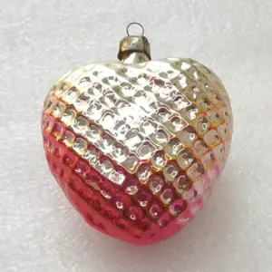 Vintage Christmas Silver Glass Ornament USSR Tree Antique Decor Heart