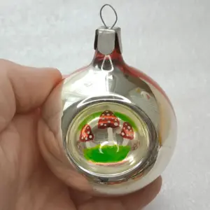 Vintage Christmas Mercury Glass Ornament USSR Tree Antique Decor Mushrooms