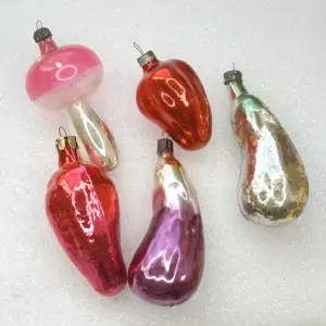 Set of 5 Antique Vintage Glass USSR Christmas Tree Ornaments Vegetables