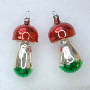 Set of 2 Antique Vintage USSR Mercury Glass Christmas Ornament Mushroom