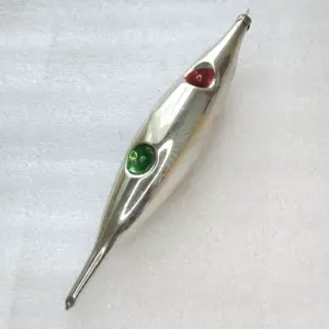 Vintage Silver Glass USSR Christmas Tree Ornament Icicle
