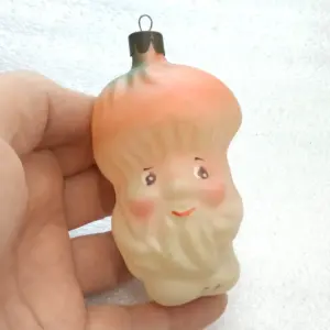 Vintage Glass Christmas Tree USSR Ornament Toy Mushroom