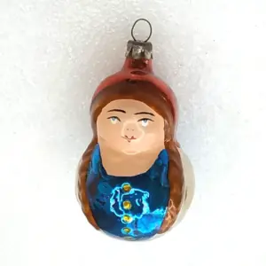Antique Vintage Silver Glass Christmas Ornament Girl