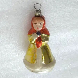 Vintage Silver Glass Christmas Tree USSR Ornament Decor Woman