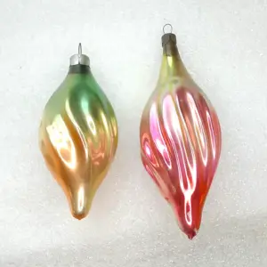 Set of 2 Antique Vintage Glass Christmas USSR Ornaments Icicles