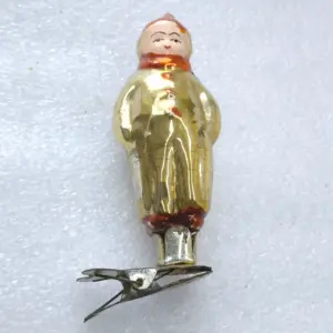 Vintage Silver Glass Christmas Tree USSR Ornament Boy