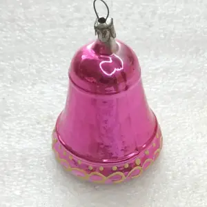 Vintage Silver Glass Christmas Tree USSR Ornament Old Bell
