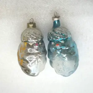 Set of 2 Antique Vintage Glass Christmas USSR Ornaments Acorns