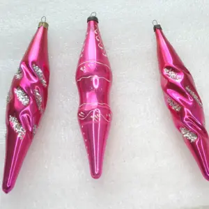 Set of 3 Vintage Silver Glass USSR Christmas Tree Ornaments Old Icicles