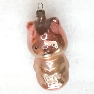 Vintage Silver Glass Christmas Tree USSR Ornament Teddy Bear