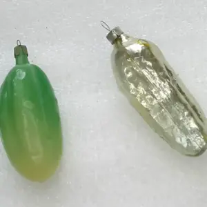 Set of 2 Vintage Glass USSR Christmas Tree Ornaments Decor Old Pickles