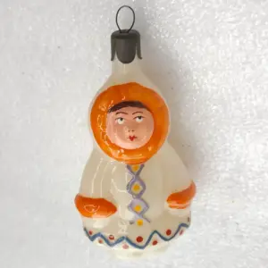 Vintage Glass Christmas Tree USSR Ornament Eskimo Girl
