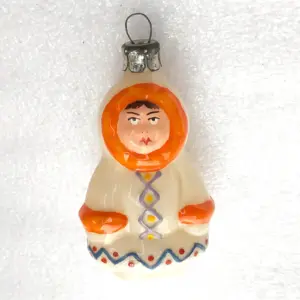 Vintage Glass Christmas Tree USSR Ornament Eskimo Girl
