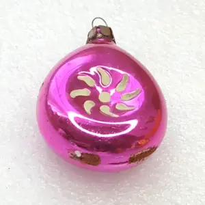 Antique Vintage Silver Glass Christmas USSR Ornament