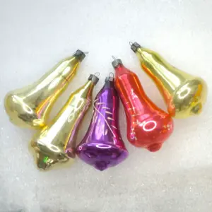 Set of 5 Antique Vintage Silver Glass Christmas USSR Ornaments Bells