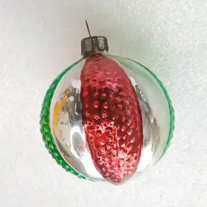 Antique Vintage USSR Silver Glass Christmas Tree Ornament Ball