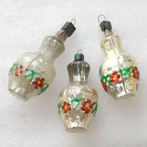 Set of 3 Antique Vintage USSR Mercury Glass Christmas Ornaments Jugs
