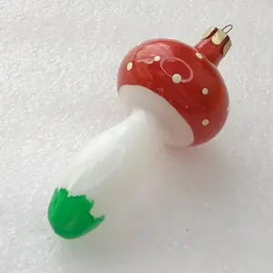 Antique Vintage USSR Glass Christmas Tree Ornament Mushrooom