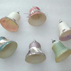 Set of 6 Antique Vintage Plastic USSR Christmas Tree Ornaments Bells