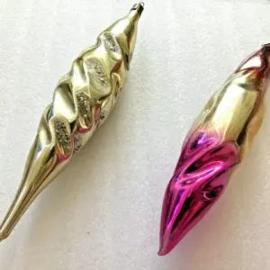 Set of 2 Vintage USSR Glass Christmas Ornaments Big Icicle