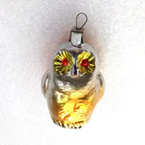 Old Antique Vintage Glass Christmas Toy Ornament Owl