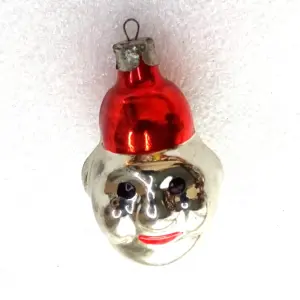 Old Antique Vintage Glass Christmas Toy Ornament Clown