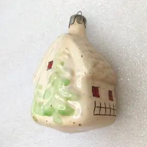 Antique Vintage Glass Christmas Ornament House